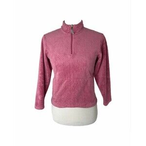 North Face Girl's Jacket Pink Sherpa Pullover 1/4 Zip Outerwear Size Medium